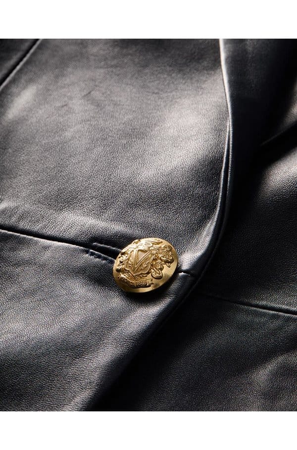 vega leather dickey jacket in navy