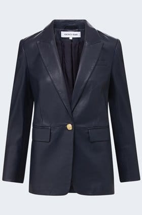 Vega Leather Dickey Jacket in Navy