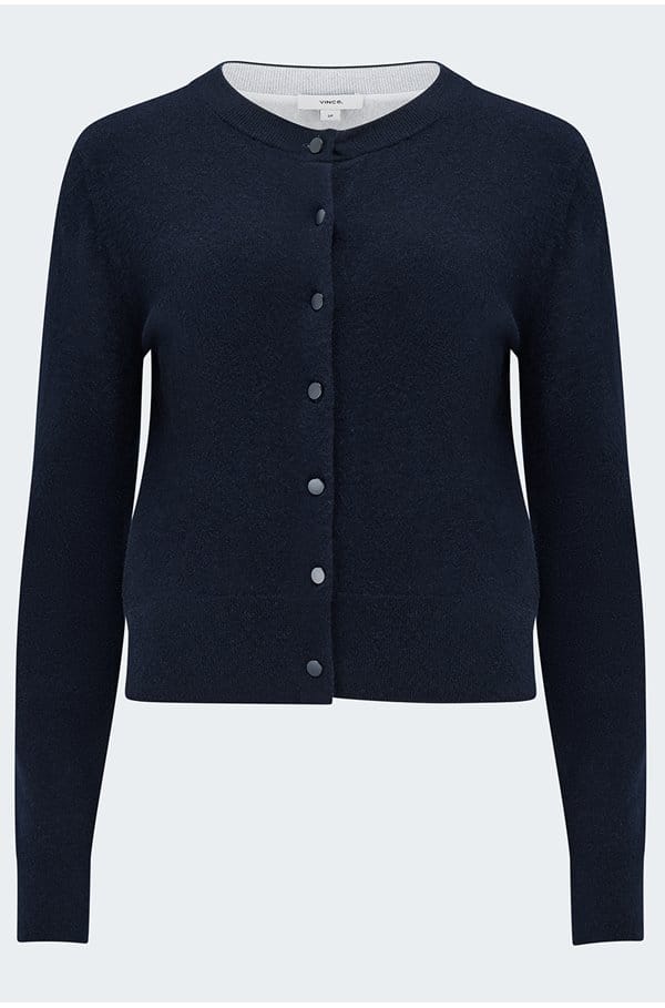 tipped half moon cardigan in coastal 