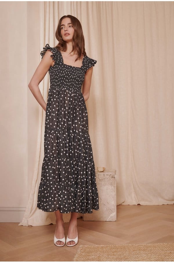 kendall dress in bohemia spot deep navy