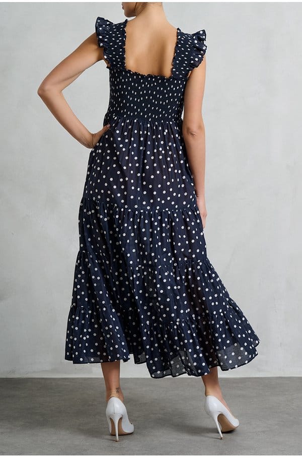 kendall dress in bohemia spot deep navy