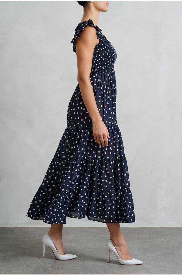 kendall dress in bohemia spot deep navy