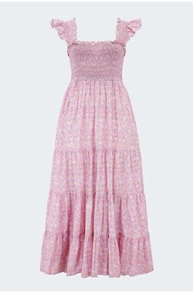 Kendall Dress in Duck Egg Shell Pansy Blush