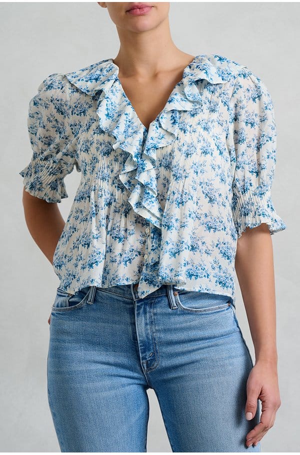 henri top in bleu rosier floral