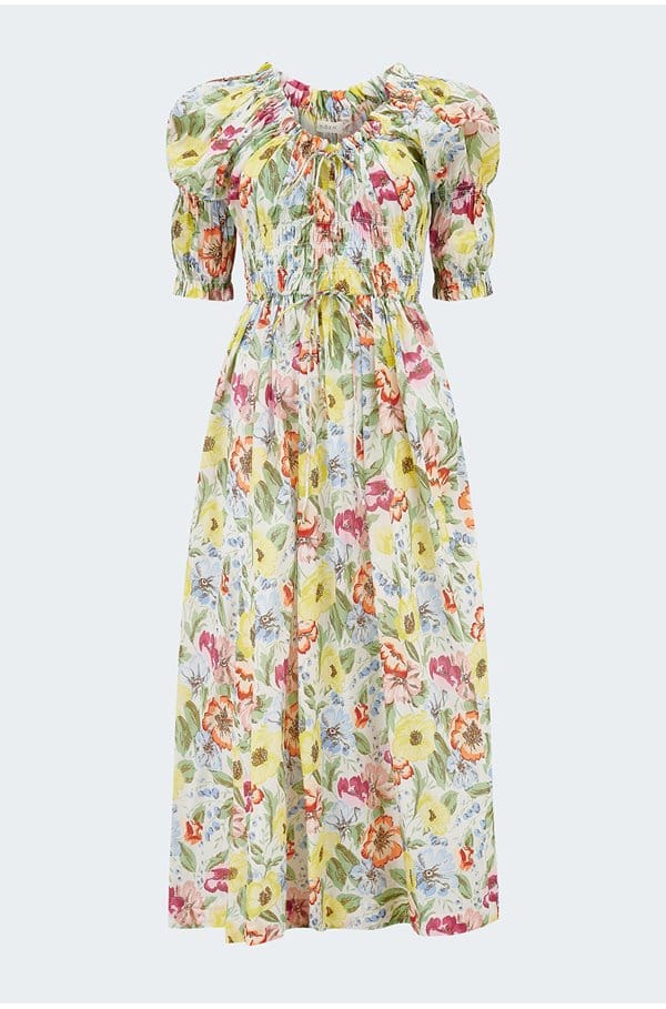 ischia dress in anemone bloom