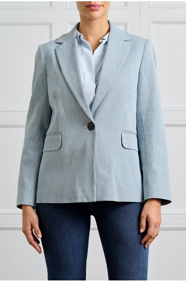 stripe blazer in chambray