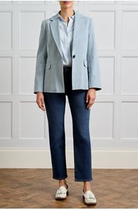 stripe blazer in chambray