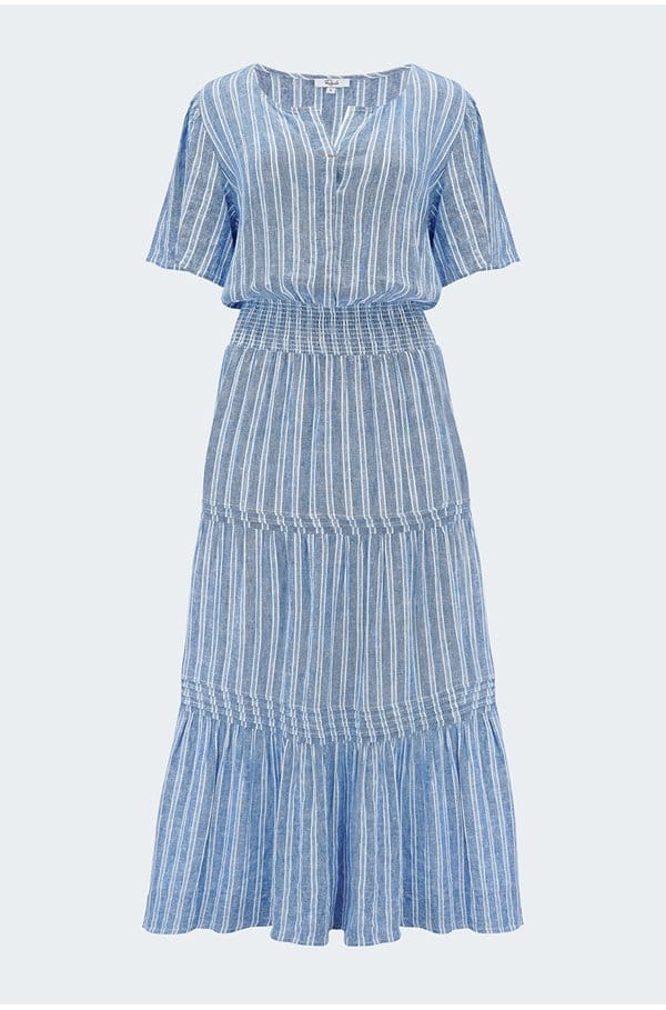 cannes dress in lake view stripe