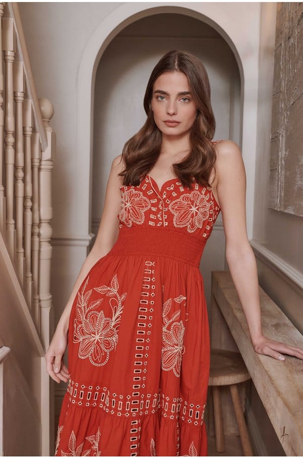 fawn dress in terracotta