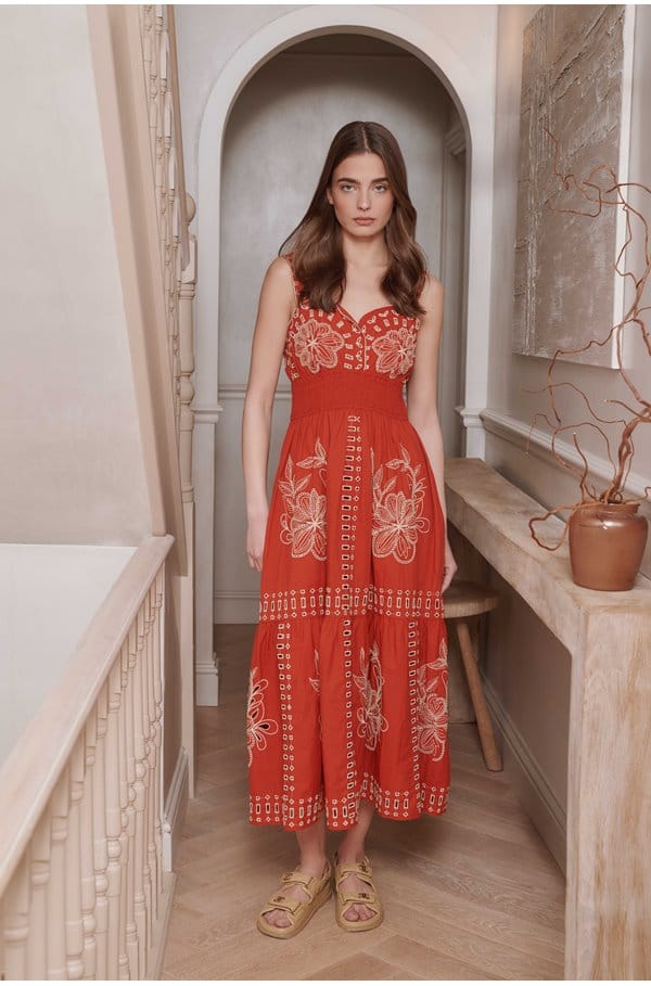 fawn dress in terracotta