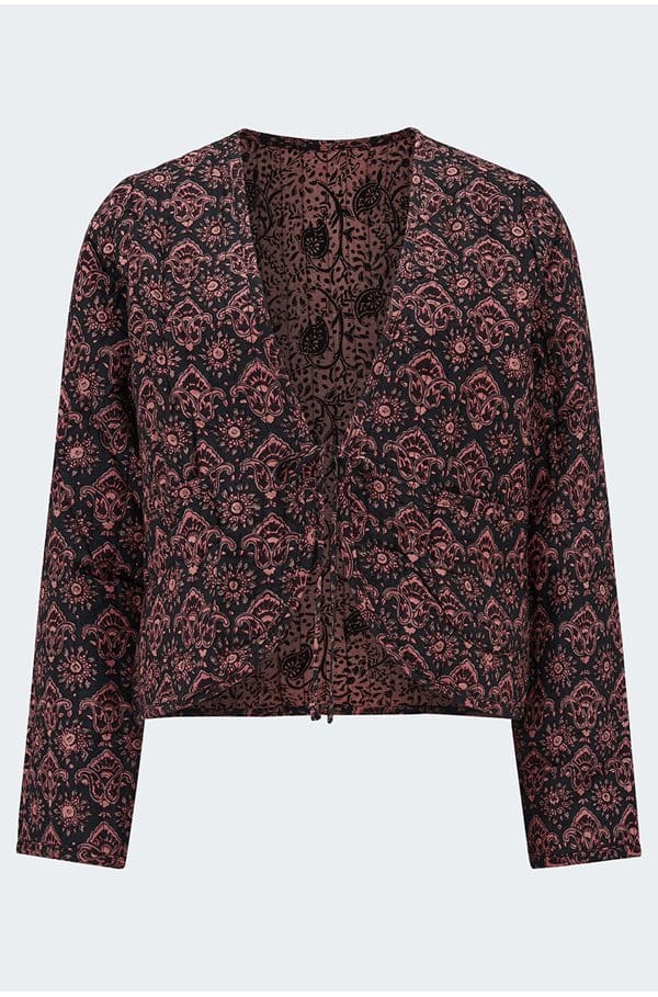saskia jacket in fleur de lis black water lily