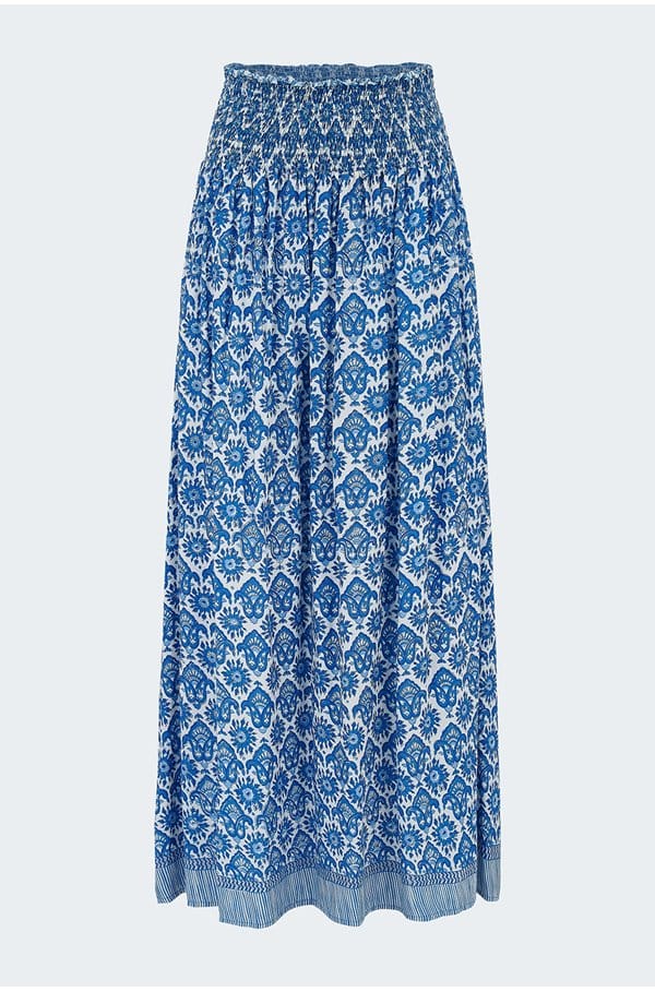 bella skirt in fleur de lis blue