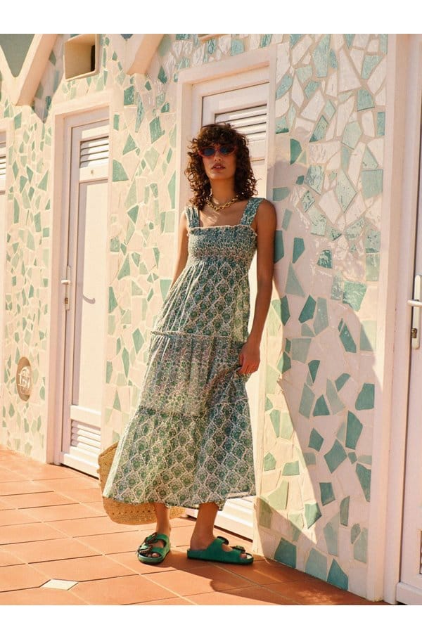 ron dress in indian emeraulde