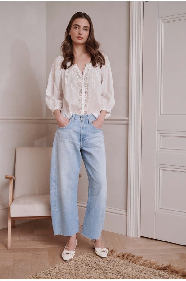 hattie crop barrel leg in sunrise