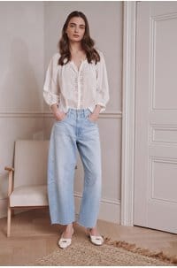 hattie crop barrel leg in sunrise