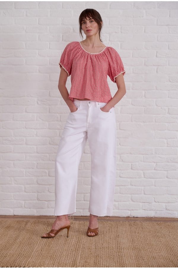 hattie crop barrel leg in gallery white