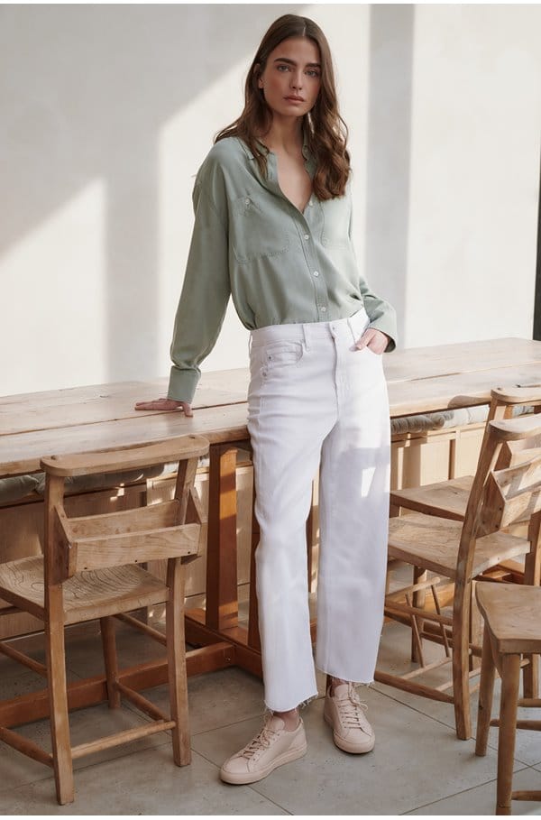 leny shirt in matcha latte