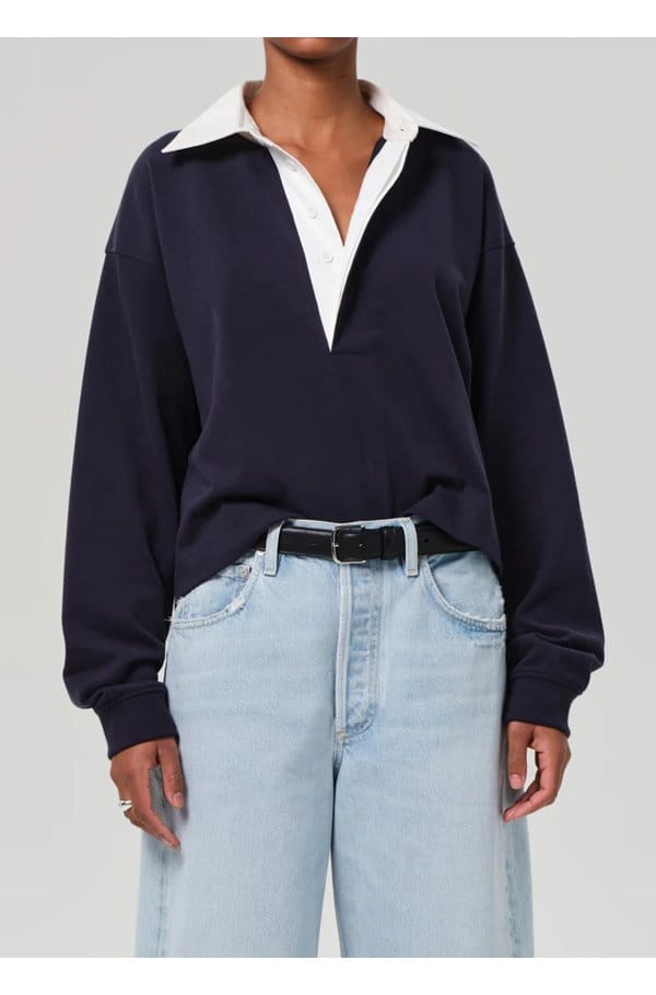 aris rugby top in navy
