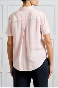 short sleeve pocket button down in petal pink