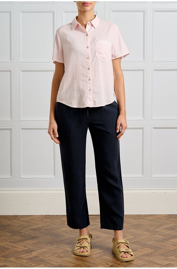 short sleeve pocket button down in petal pink
