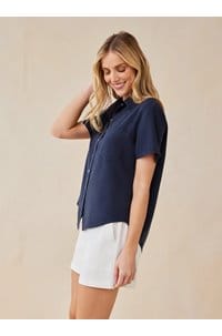 short sleeve pocket button down in endless sea