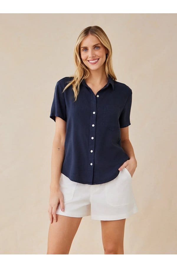 short sleeve pocket button down in endless sea