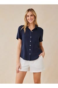 short sleeve pocket button down in endless sea