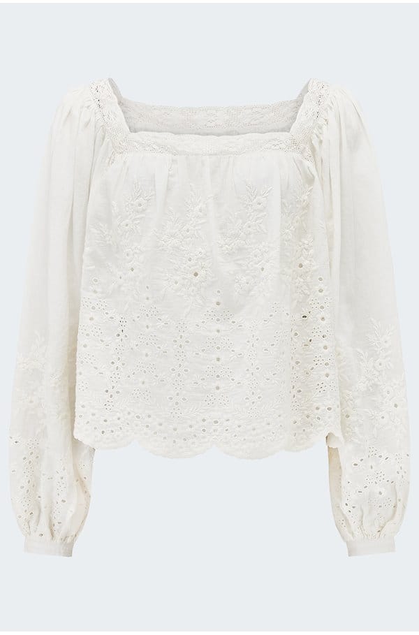 maureen top in white eyelet