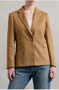 suede blazer in tan