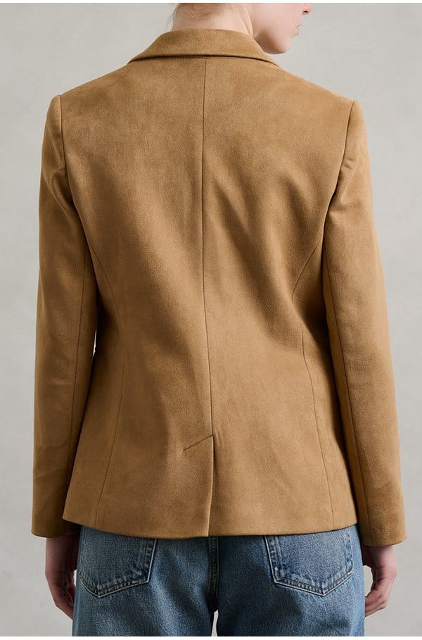 suede blazer in tan