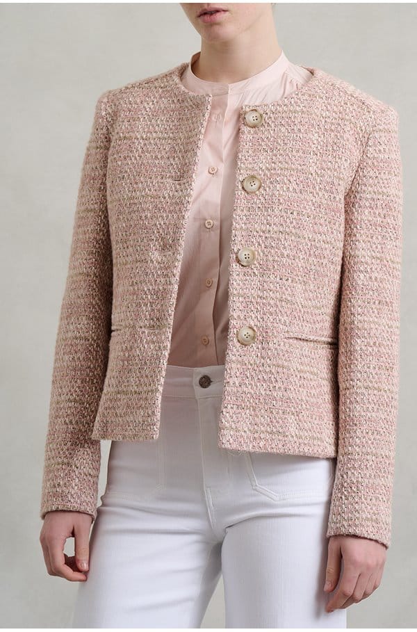 judy tweed jacket in bianco rosa
