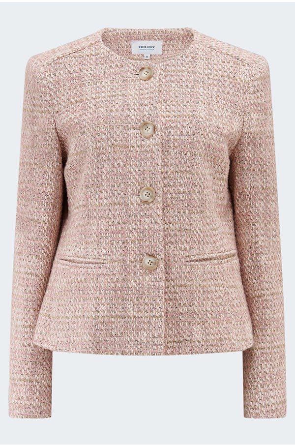 judy tweed jacket in bianco rosa