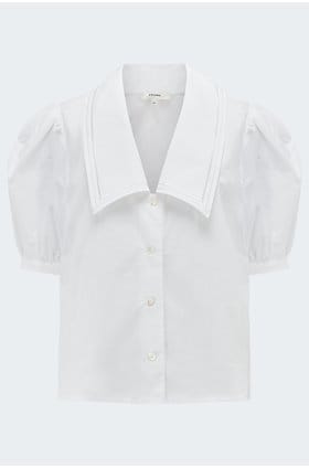 Poplin Sailor Top in White