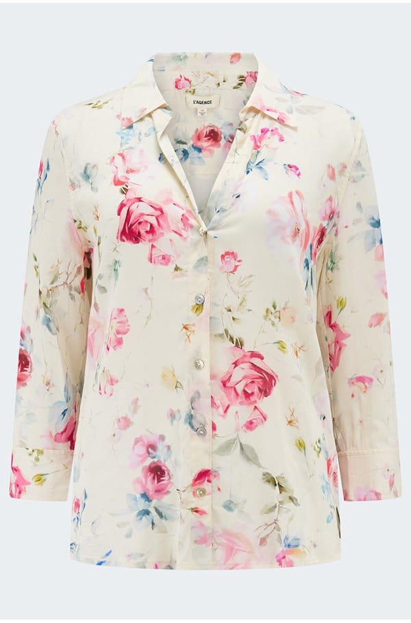 camille blouse in ivory multi watercolour