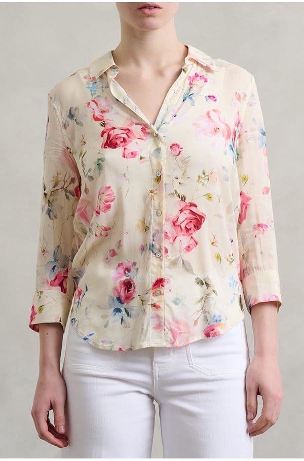 camille blouse in ivory multi watercolour