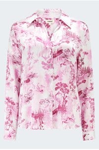 tyler long sleeve blouse in white pink toile