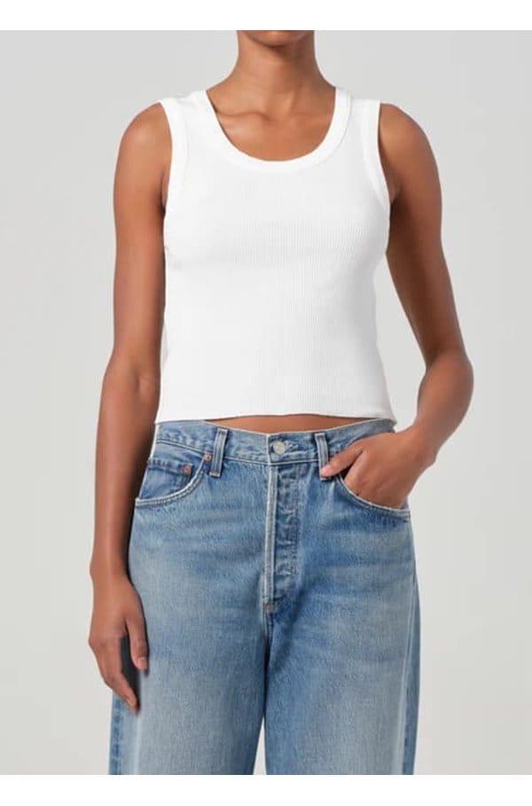 shrunken poppy tank in white 