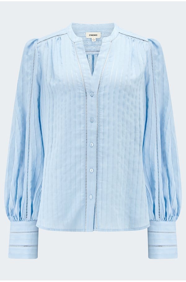 kiera blouse in light blue fog