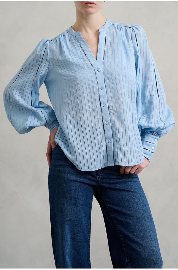 kiera blouse in light blue fog