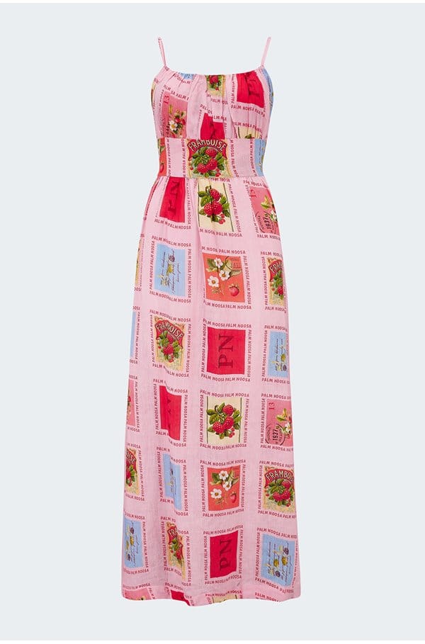 tulipa dress in strawberry stamp