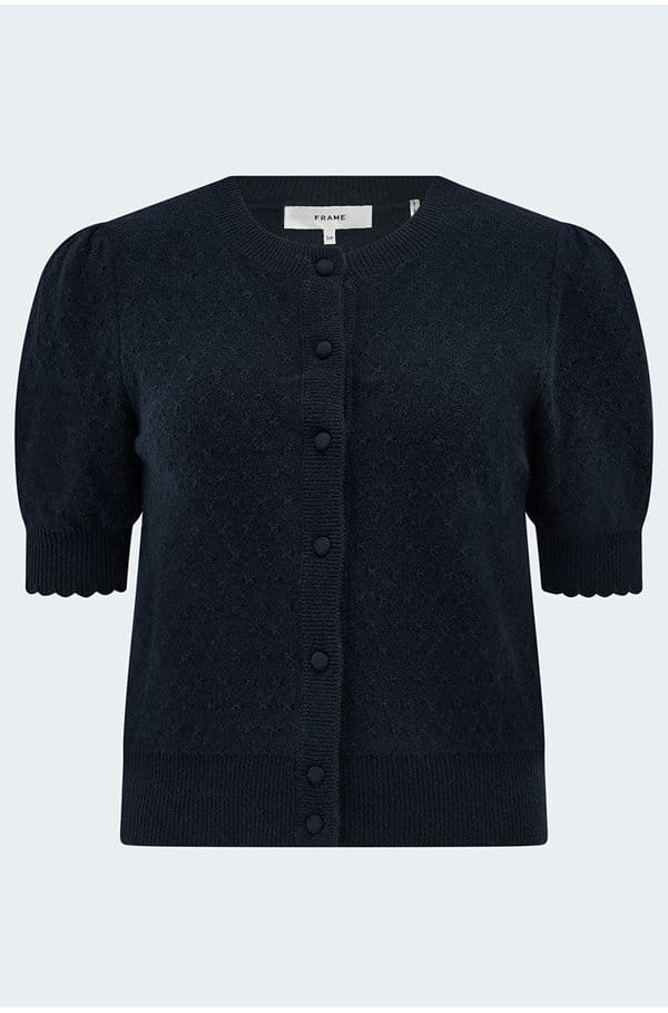 pointelle cardigan in navy