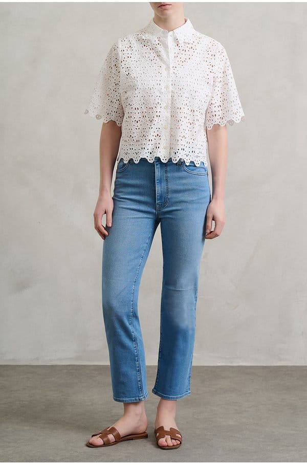 the deco eyelet top in white