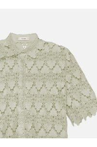 lace button up shirt in soft mint