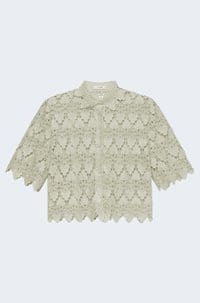 lace button up shirt in soft mint