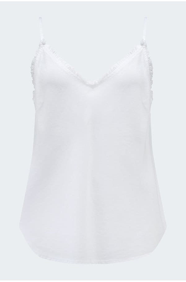 frayed cami in white