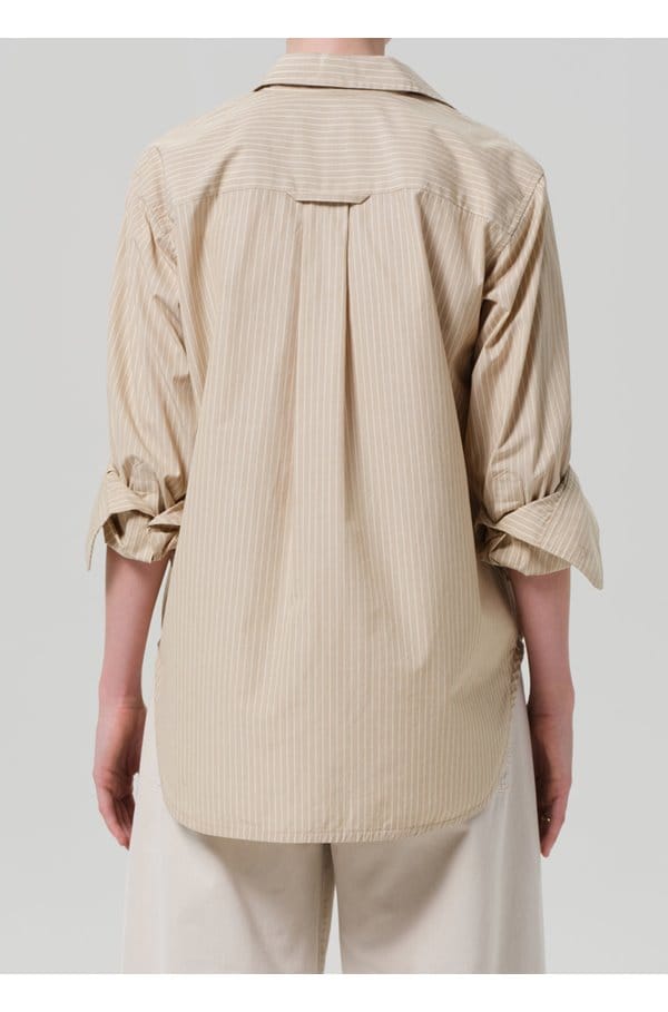 shay shirt in khaki stripe