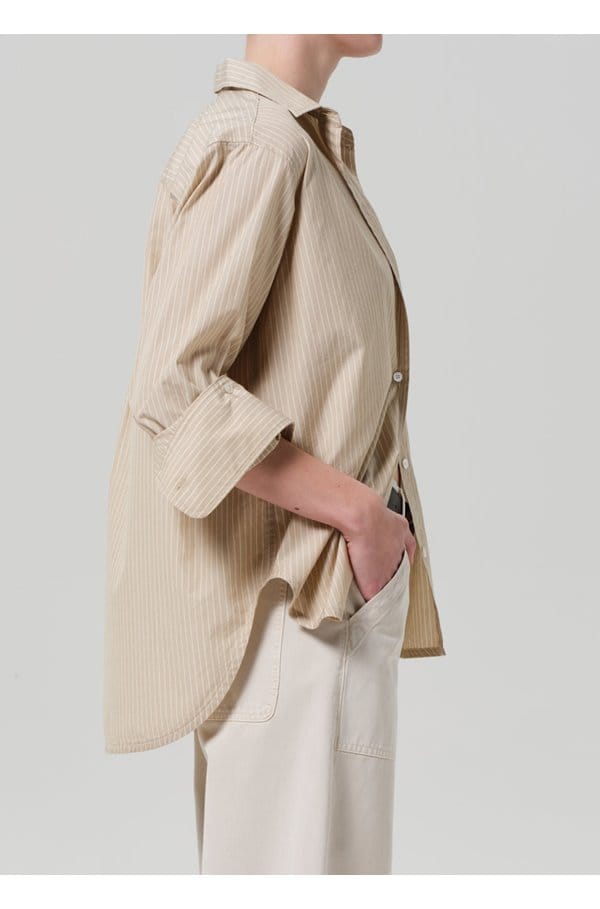 shay shirt in khaki stripe