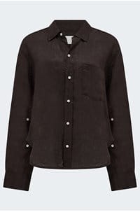 kayla shrunken linen shirt in chocolate