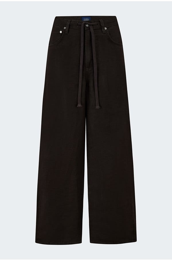 brynn drawstring linen trouser at chocolate