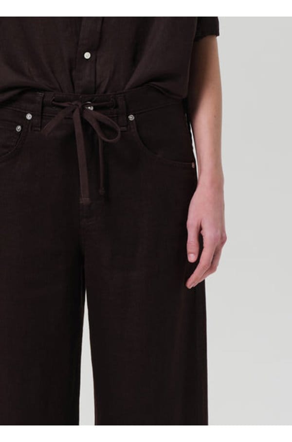 brynn drawstring linen trouser in chocolate